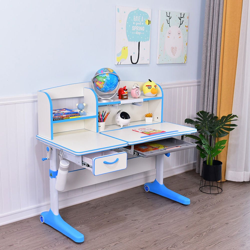 120cm Height Adjustable Children Kids Ergonomic Study Desk Blue AU