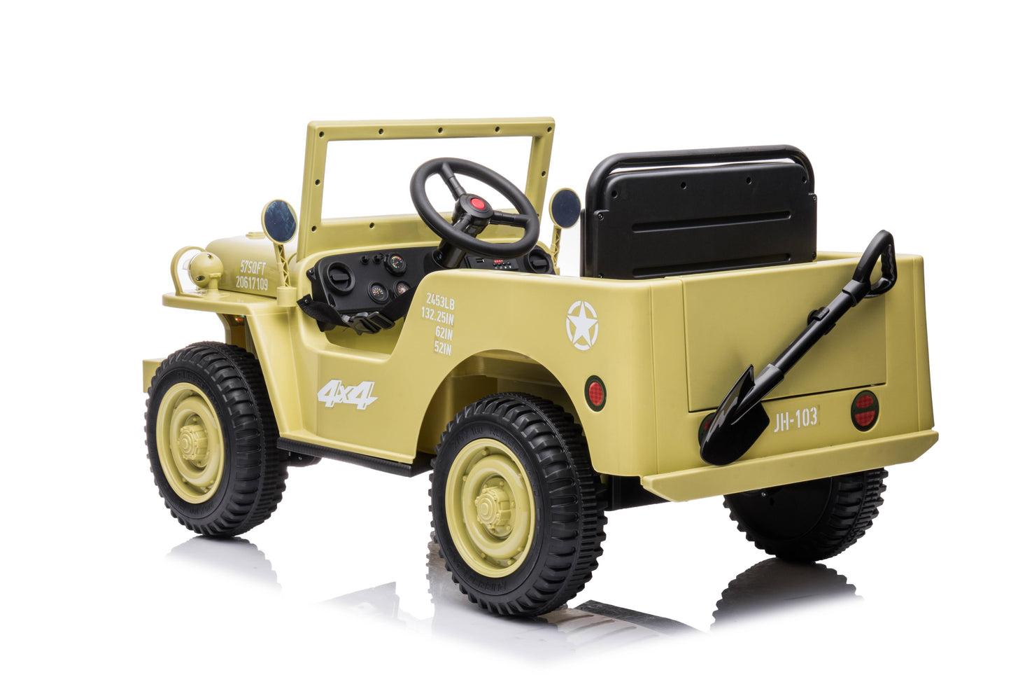 12V Military Jeep Electric Ride On Car For Kids - Green